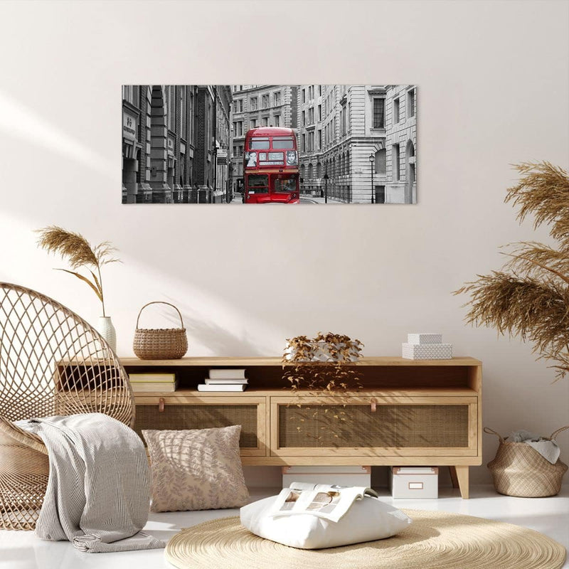 Wandbilder Dekoration Wohnzimmer Bus england urlaub london Panorama Bilder auf Leinwand 120x50cm Lei