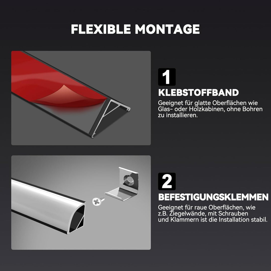 HOMMAND LED Profil 45 Grad, LED Aluminium Profil V-Form 10m, LED Leisten in Aluprofil mit Eckverbind