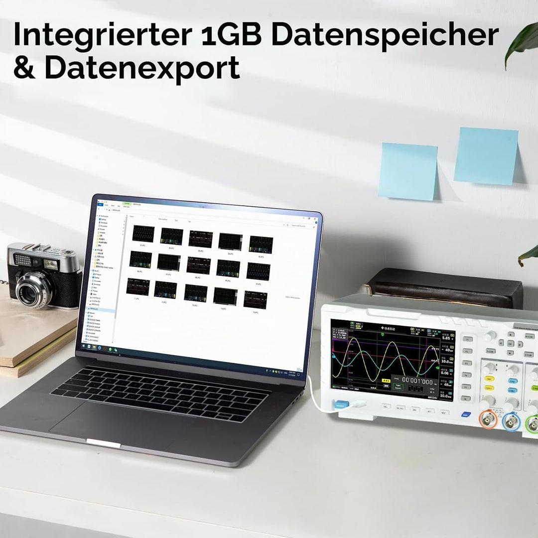 1014D Digitales Oszilloskop 2 Kanäle, 7" Oscilloscope 100Mhz Bandbreite mit DDS Signalgenerator, 1GS