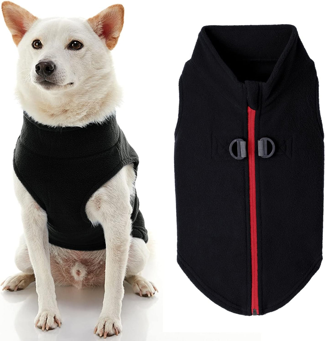 Gooby Fleece-Hundepullover mit Reissverschluss - Schwarz, Grösse S - warme Fleece-Hundejacke zum Ein