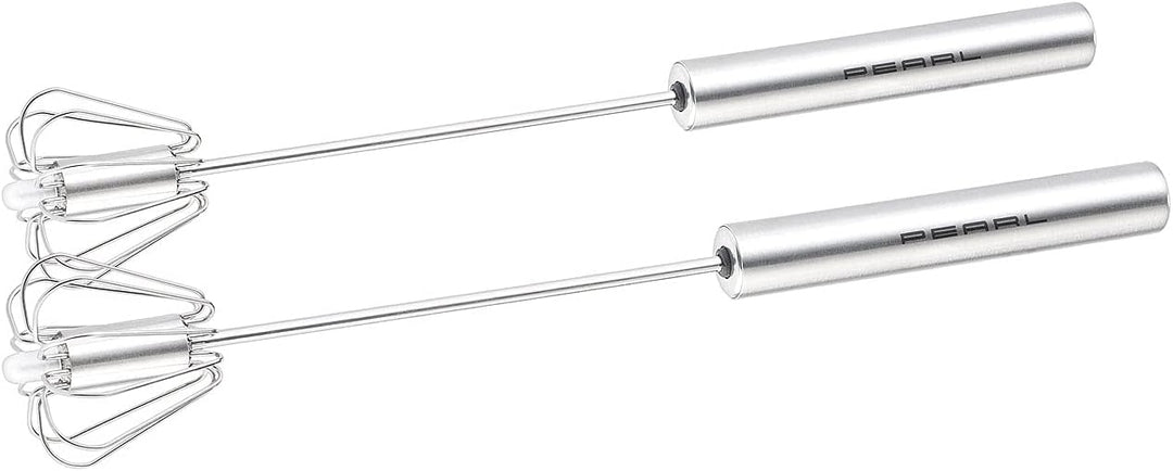 PEARL Schwingbesen: 4er-Set Multi-Quirls mit Drehautomatik, Edelstahl, 25cm (Automatik Schneebesen,