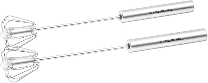 PEARL Schwingbesen: 4er-Set Multi-Quirls mit Drehautomatik, Edelstahl, 25cm (Automatik Schneebesen,