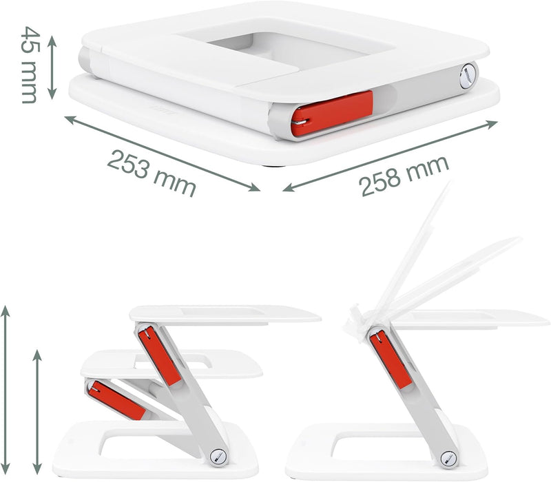 Leitz höhenverstellbarer Laptopständer mit mehreren Winkeln, für 13“ - 15“ Laptops, 6 voreingestellt