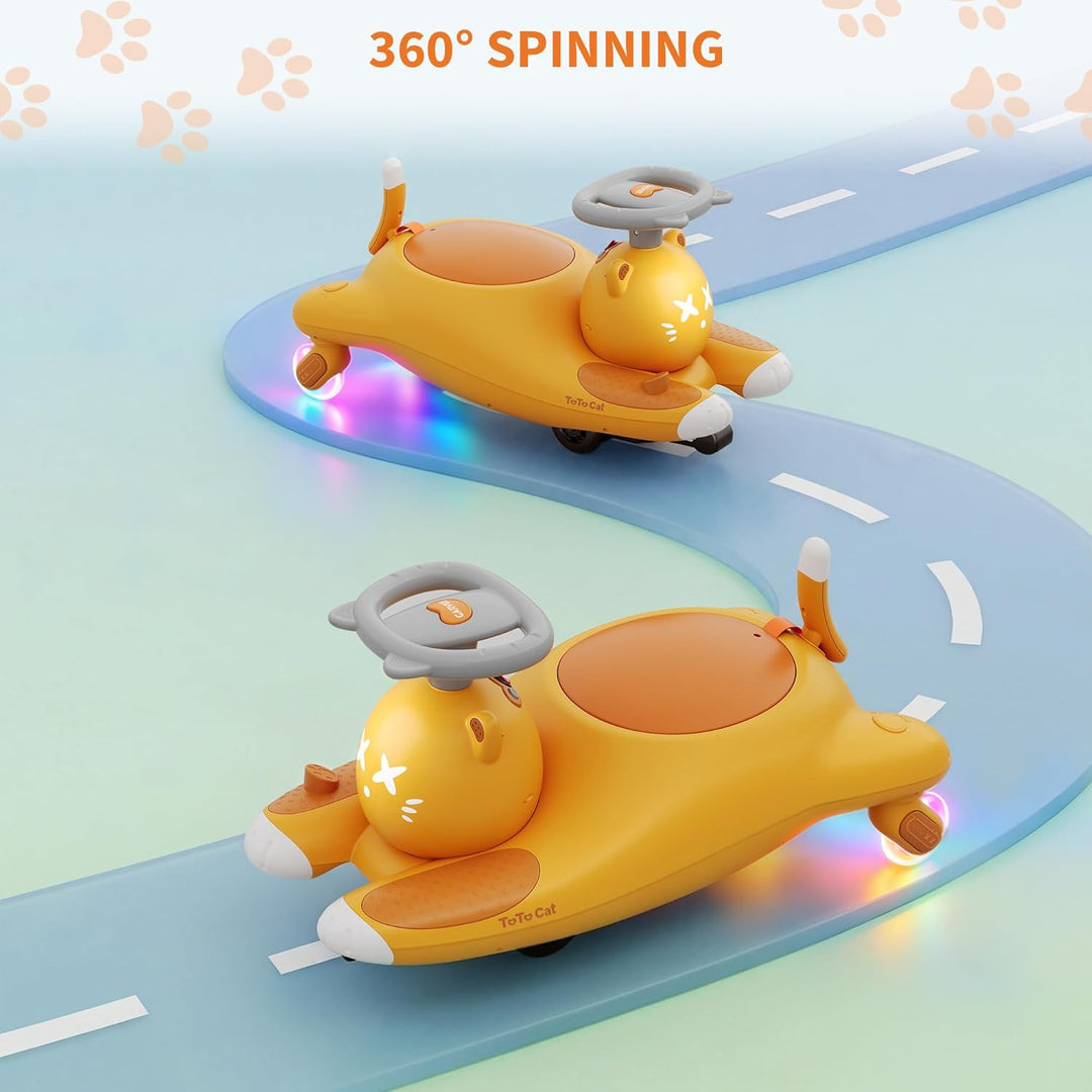 Kinder Elektro-Wackelauto Mit Pedal | Batteriebetriebenes Twist-Spielzeug | Niedliches Cartoon-Katze