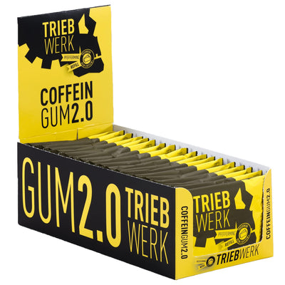 TRIEBWERK Koffein Kaugummi, 50mg Koffein pro Gum, Pfefferminz-Geschmack, 180 Stück, Vitamin B12 (18x