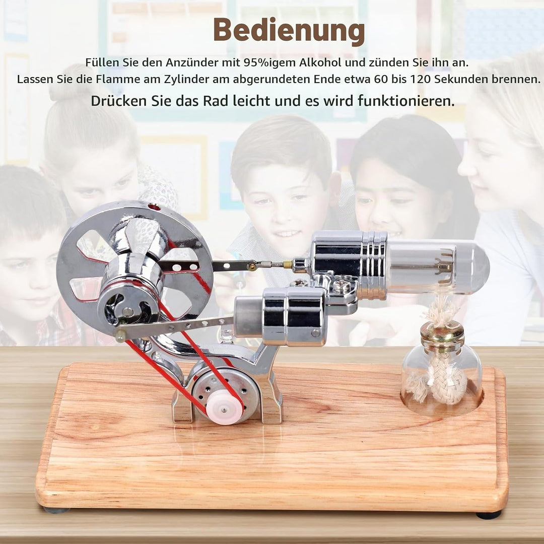 Plplaaoo Heissluft-Stirlingmotor Modell aus Metall mit LED-Licht – Stirling Motor Lernspielzeug &amp; Ge