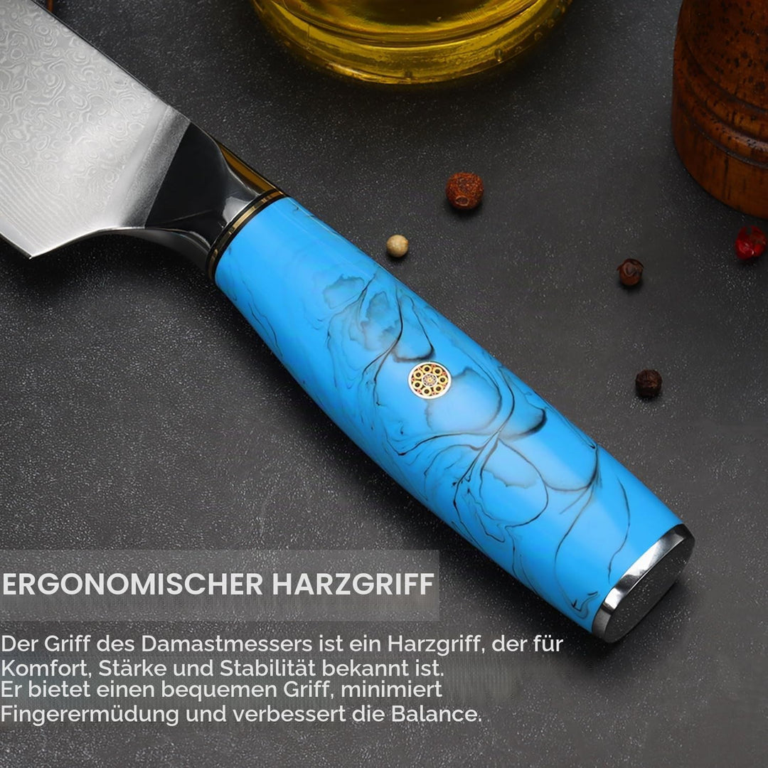 Home Safety Damast Küchenmesser, Kochmesser Damastmesser mit extrem Scharf 19.5 cm Klinge Chefmesser