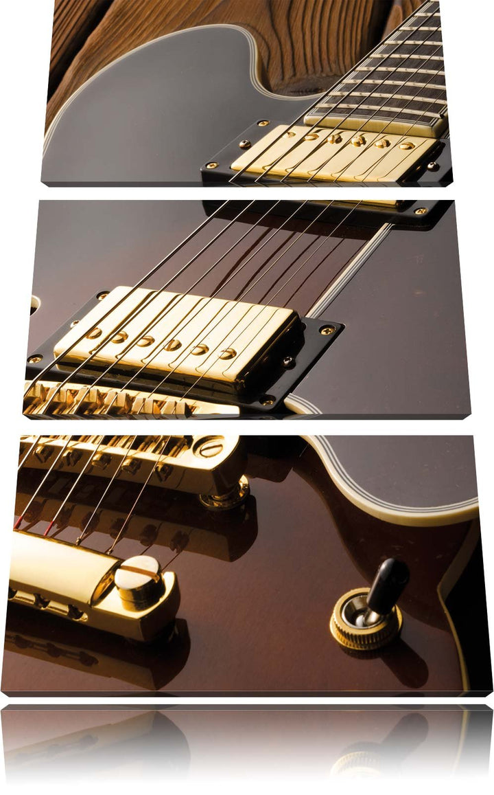 Pixxprint E-Gitarre als Leinwandbild | Grösse: 3 Teilig (120x80) | Wandbild| Kunstdruck | fertig bes