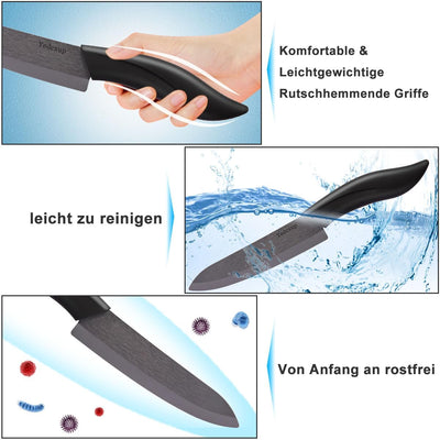 Keramikmesser Set 4 - Sehr scharf Gemüsemesser Gute Handhabung küchenmesser klein, Enthält ein 7.6cm