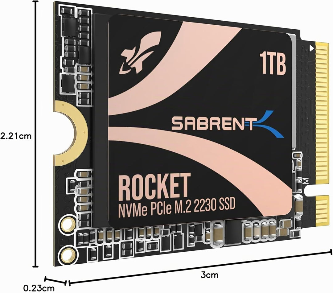 Sabrent 2230 M.2 NVMe Gen 4 1TB, Interne SSD 4750 MB/s Lesen, PCIe 4.0 X4, Internes Solid State Driv