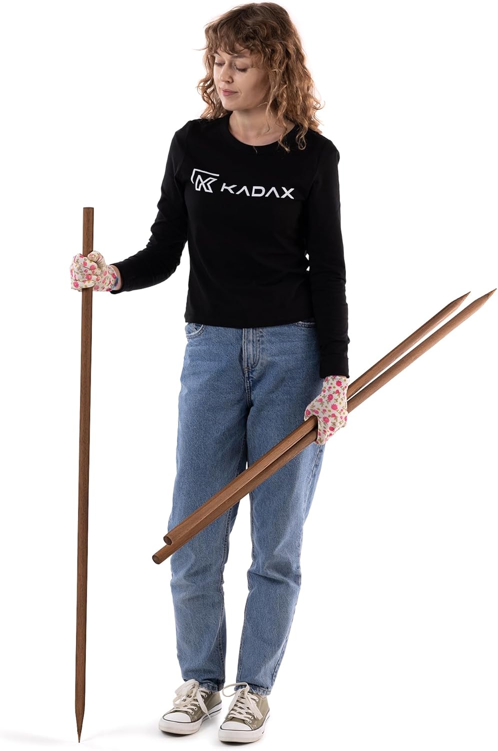 KADAX Holzstäbe 120 cm x 23 mm, 5er Set, Pflanzstäbe aus imprägniertem Holz, Holzpfähle als Rankhilf