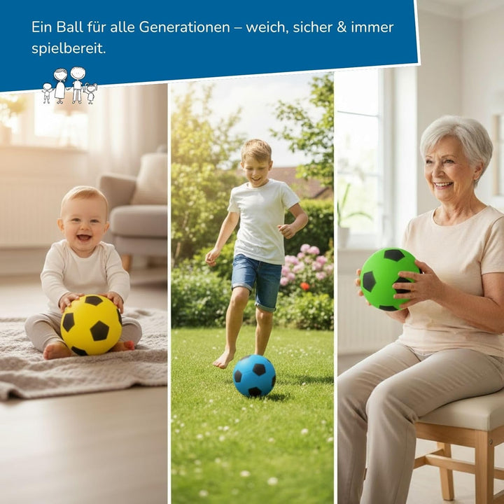 alldoro Schaumstoffball, Ø 20 cm, extra weiche Softbälle, Fussball für Kinder ab 0 Jahren, leise & l