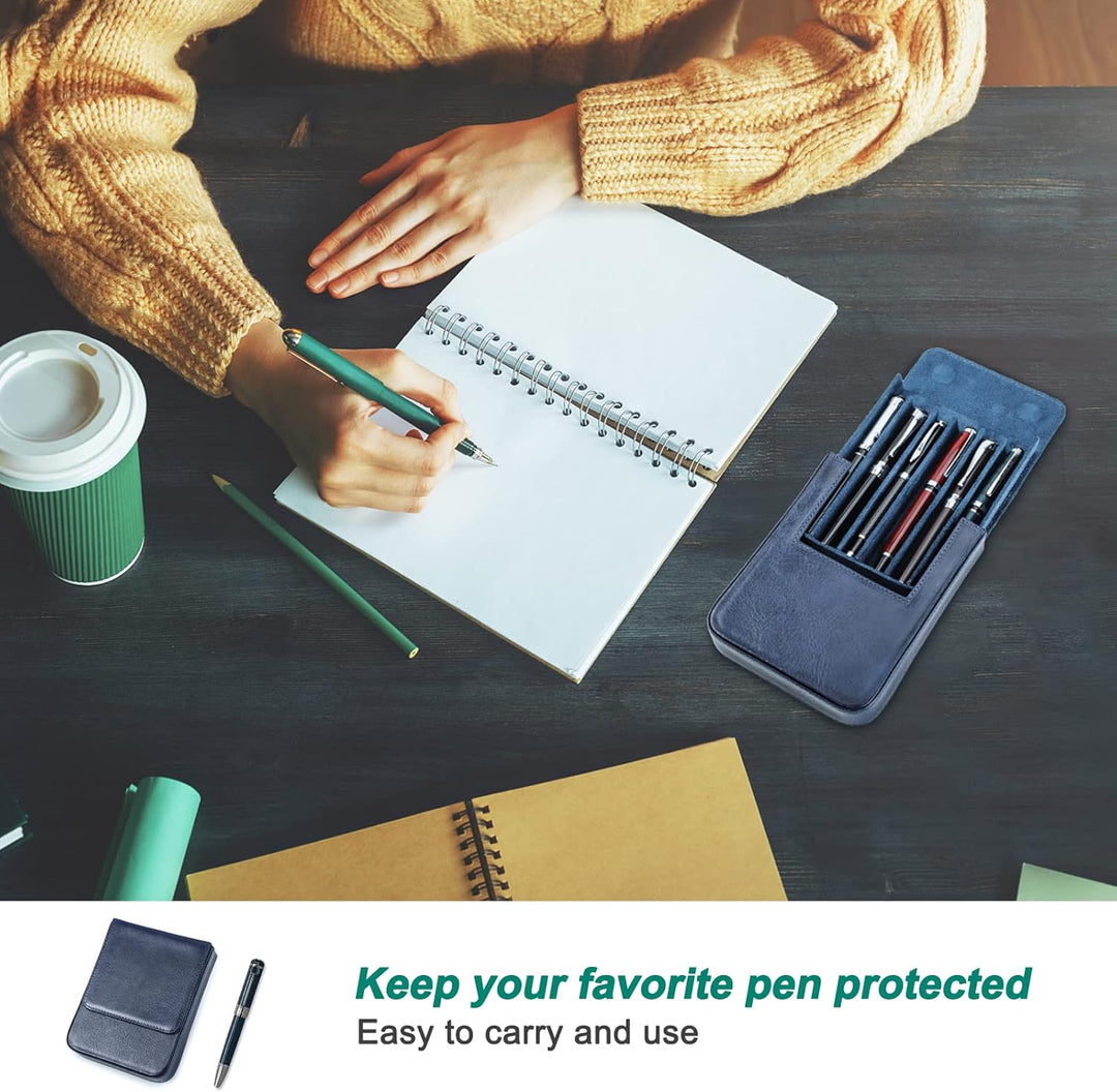 Hiram Leder-Füllfederhalter-Etui für 6 Stifte, Tragbare Aufbewahrungsbox für Stifte aus Pflanzlich G