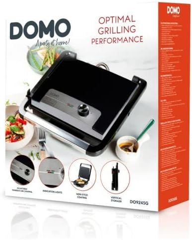 Domo DO9245G Elektro Multigrill Kontrollleuchte, klappbar, Antihaftbeschichtung, Silber