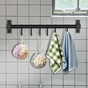 Smallboutique Schwarzer Aluminium-Utensilienhalter, Küchenregal zur Wandmontage, Küchenschienen-Pfan