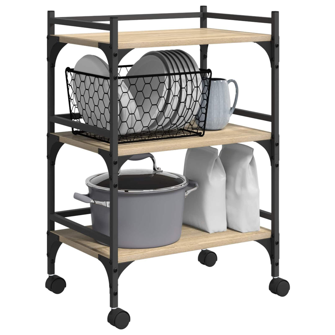 vidaXL Küchentrolley Sonoma-Eiche 50 x 35 x 75,5 cm Holzwerkstoff, Geräumiger Küchenwagen, moderner