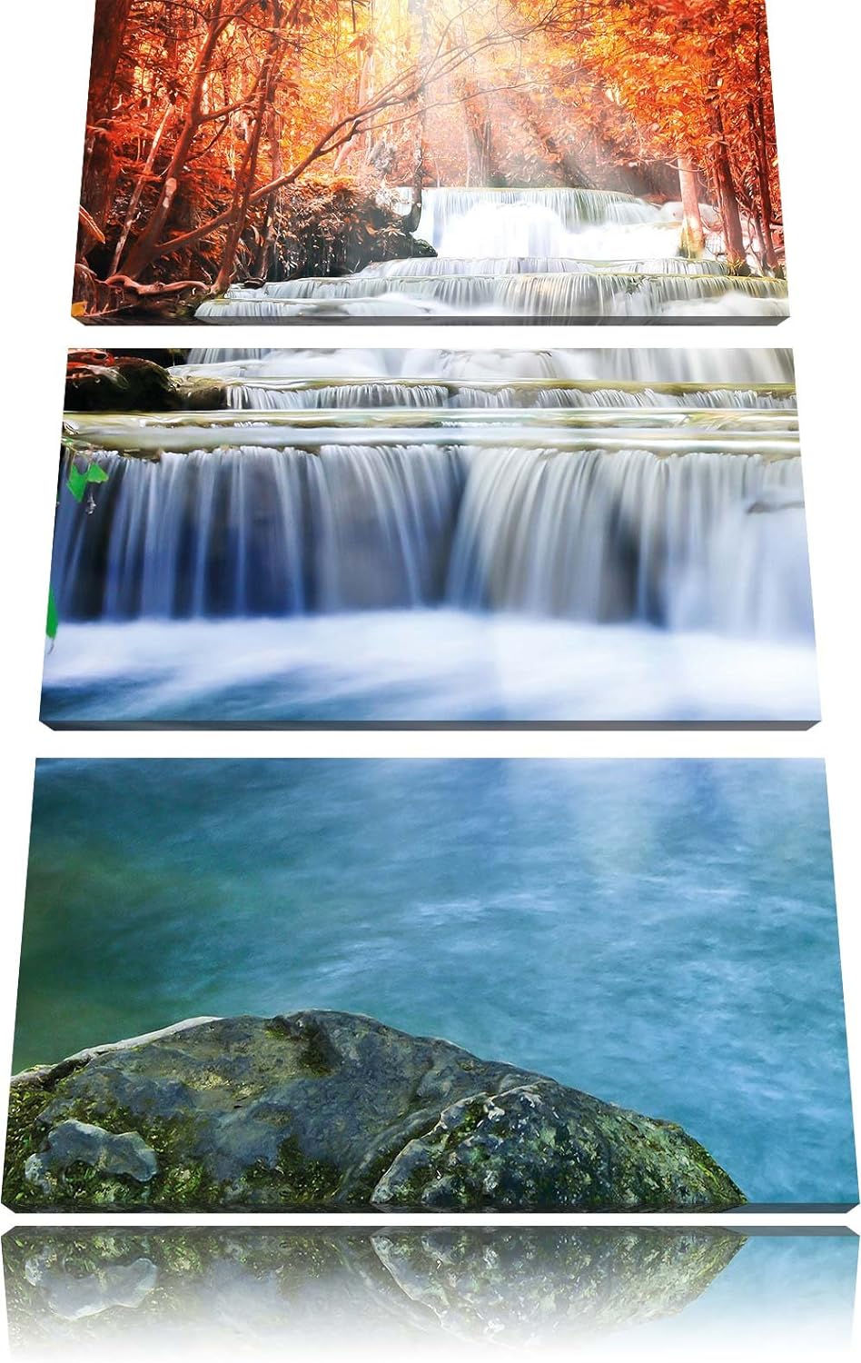 Pixxprint Bach in Herbstlandschaft als Leinwandbild/Grösse: 3 Teilig (120x80) cm/Wandbild/Kunstdruck