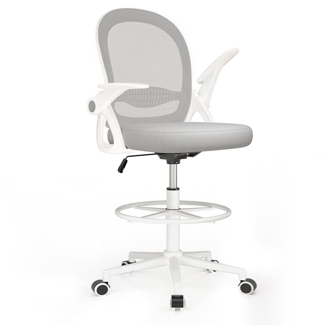 Naspaluro Bürostuhl mit Fussstützenring, Ergonomischer Schreibtischstuhl mit Atmungsaktiv Netzbespan