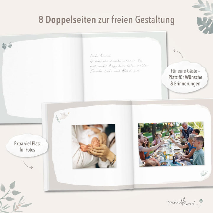 mintkind® Taufbuch Baby Meine Taufe Ausfüllbuch und Gästebuch zur Taufe mit Platz für Fotos Einträge
