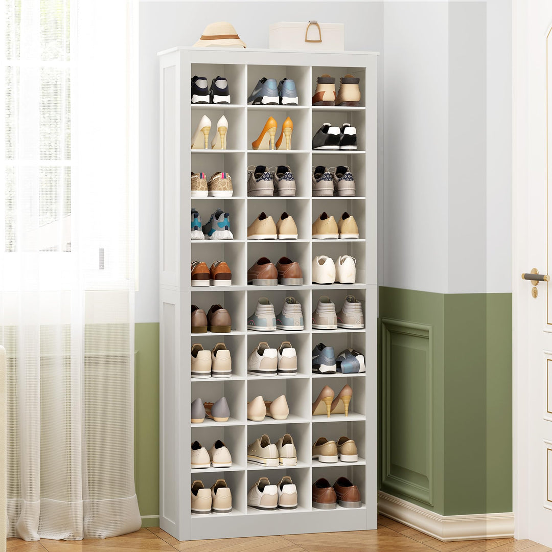 Hzuaneri Schuhschrank, Freistehender Schuhkommode mit 30 Fächern, Klassifizierte Aufbewahrung mit Me