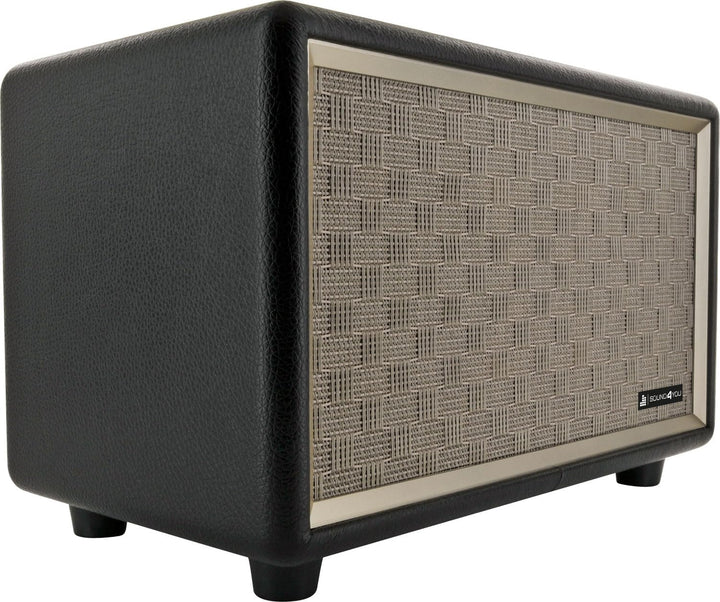 SCHWAIGER 661705 Retro Bluetooth Lautsprecher Vintage Speaker Lederoptik Holzgehäuse Akku HiFi Musik