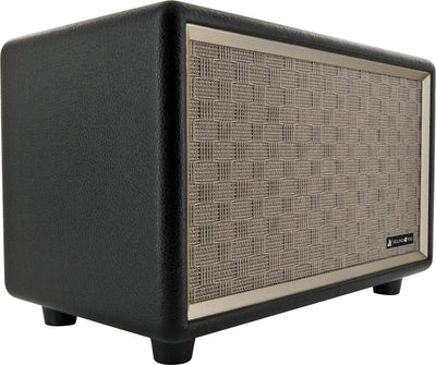 SCHWAIGER 661705 Retro Bluetooth Lautsprecher Vintage Speaker Lederoptik Holzgehäuse Akku HiFi Musik