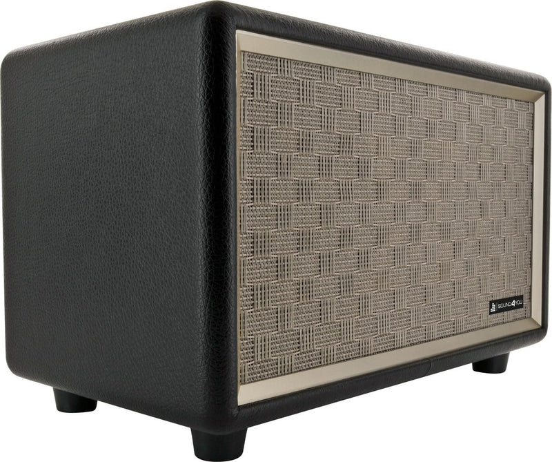 SCHWAIGER 661705 Retro Bluetooth Lautsprecher Vintage Speaker Lederoptik Holzgehäuse Akku HiFi Musik