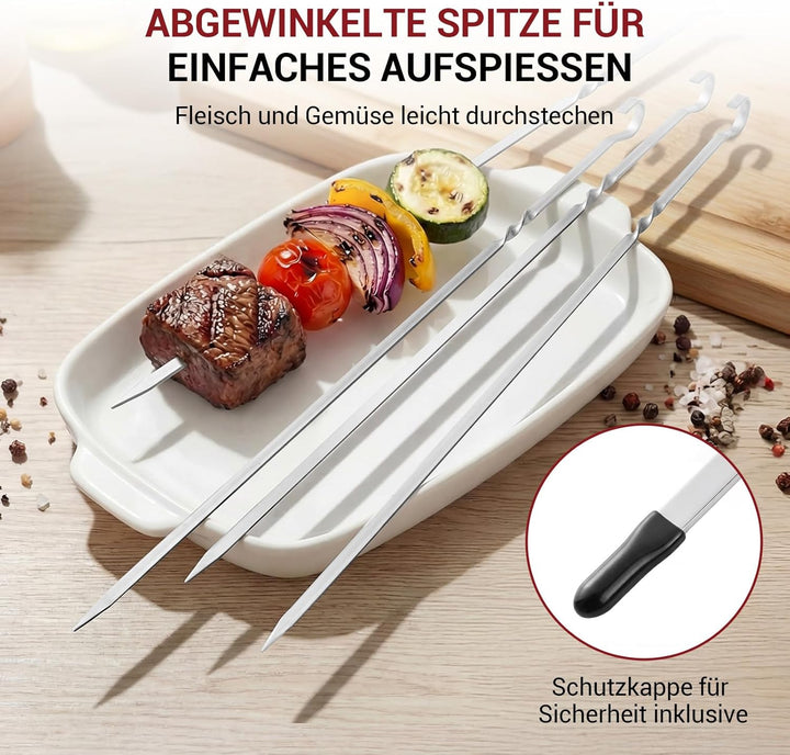 Homealexa 20 Stücke Grillspiesse, Grill Kabob Spiesse 37,5cm Edelstahl Lange Spiesse Schaschlikspies