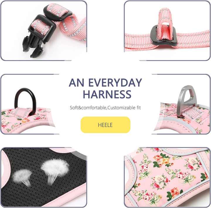HEELE Hundegeschirr, Hundegeschirr für Mittelgrosse Hunde, Weich Atmungsaktiv Einstellbar Reflektier