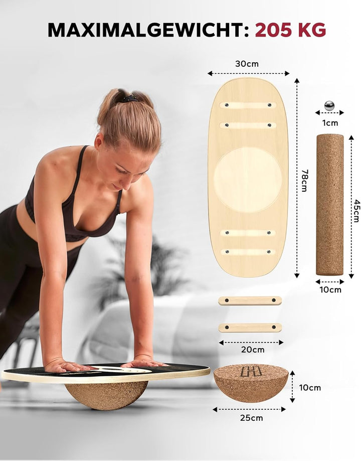 HAPBEAR Labyrinth Balance Board für Erwachsene – 6-in-1 Surfin Balance Board Set mit Korkrolle & Hal