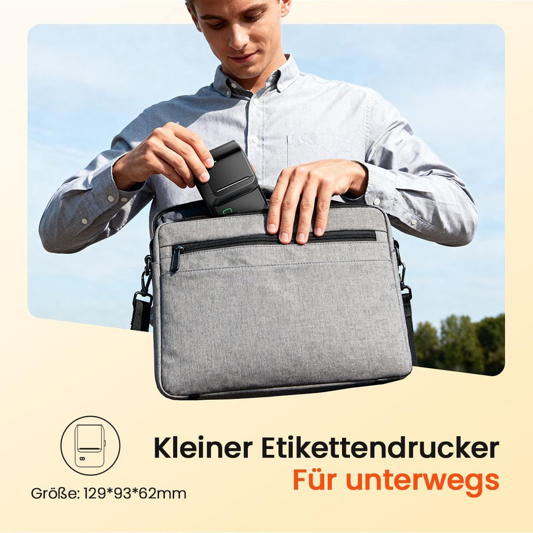 Memoking Etikettendrucker Selbstklebend, Beschriftungsgerät Bluetooth Label Printer Aufkleber drucke