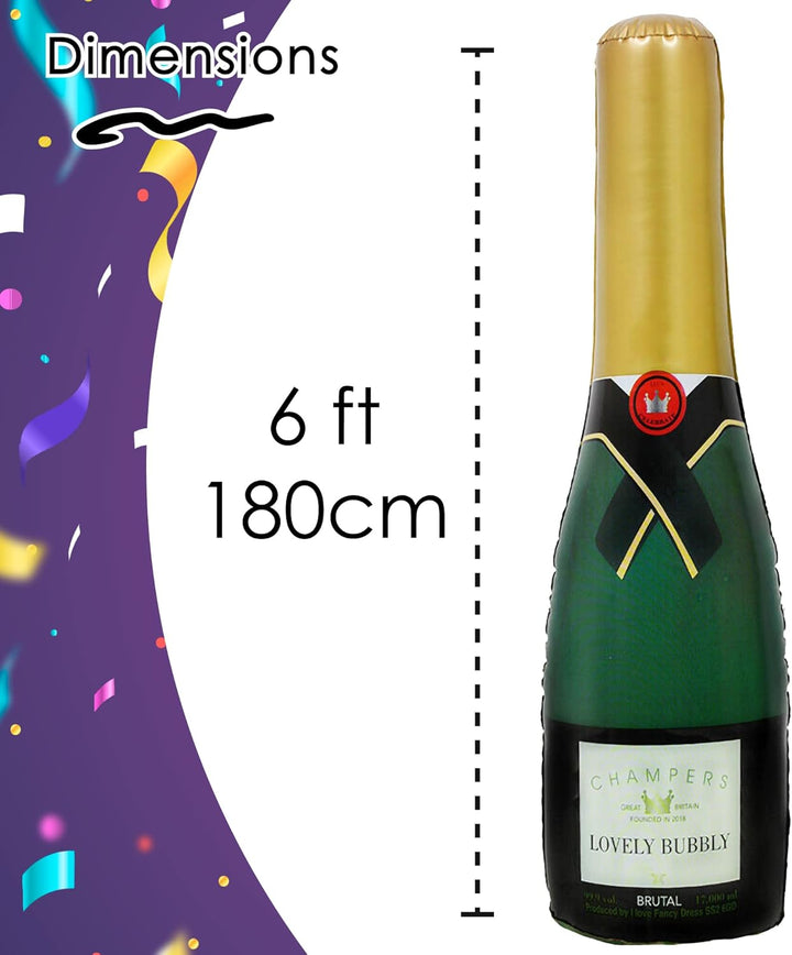 I LOVE FANCY DRESS Aufblasbare Champagnerflasche 1,8 m hoch - 180 cm X 1 - stabile, übergrosse aufbl