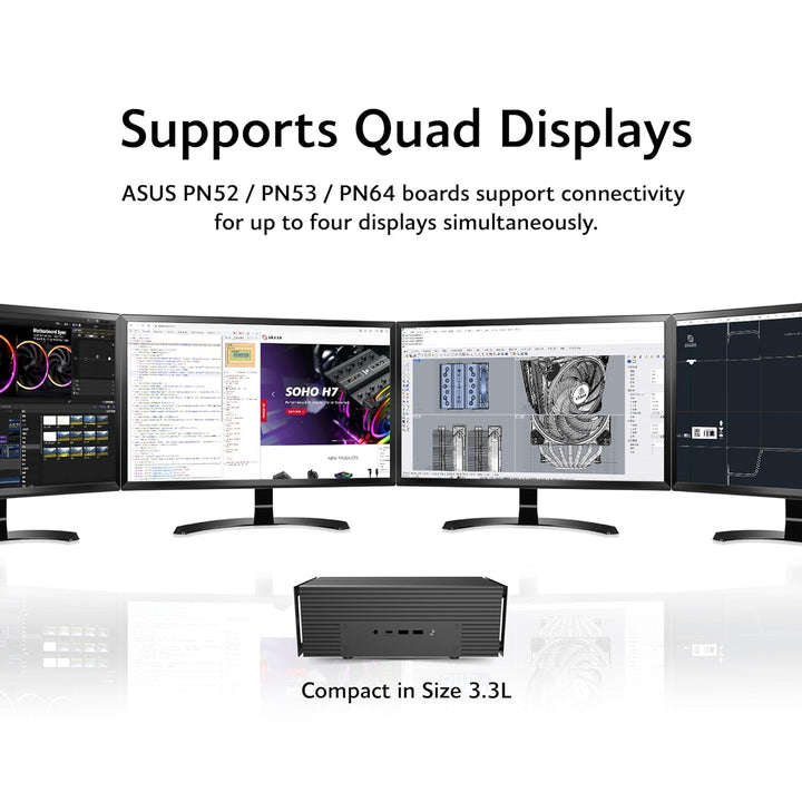 Akasa Turing Duo Pro, Designed for ASUS ExpertCenter PN53 & PN64, Aluminium Fanless NUC Case with Co