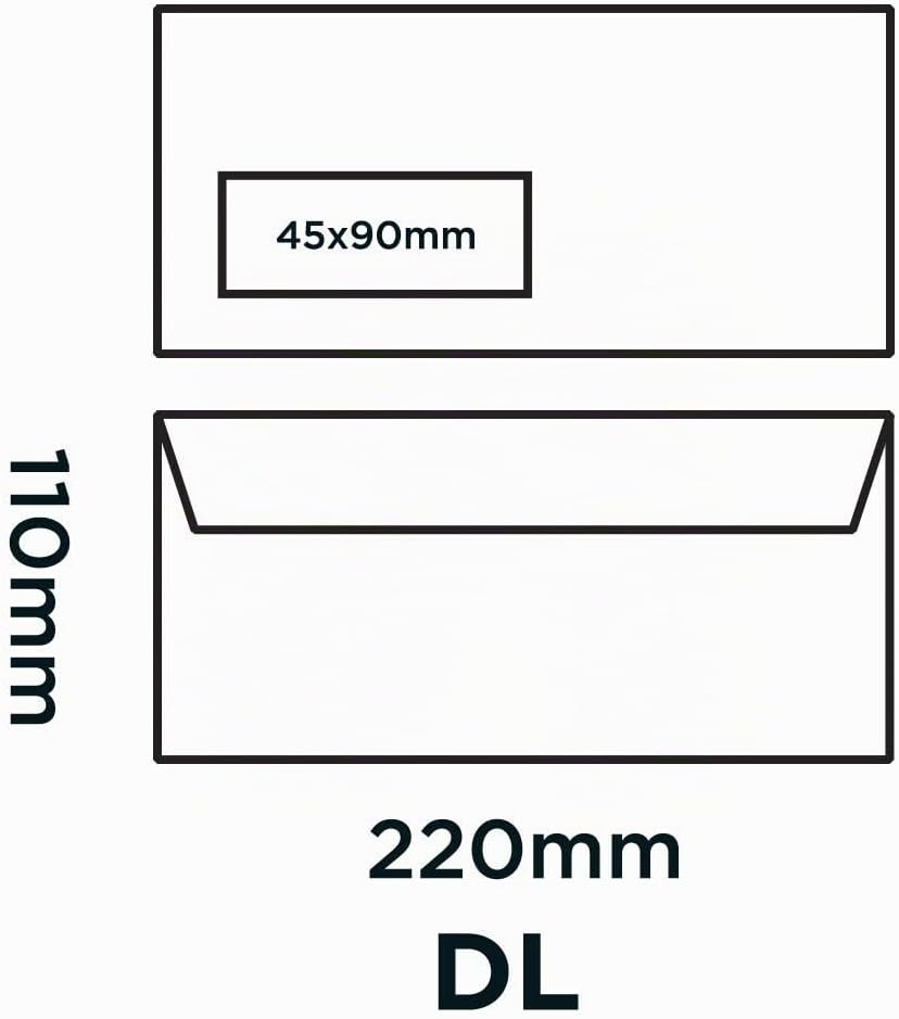 Blake Purely Everyday DL – 110 x 220 mm 75 g/m² selbstklebende Umschläge linkes Fenster (22774) – Bo