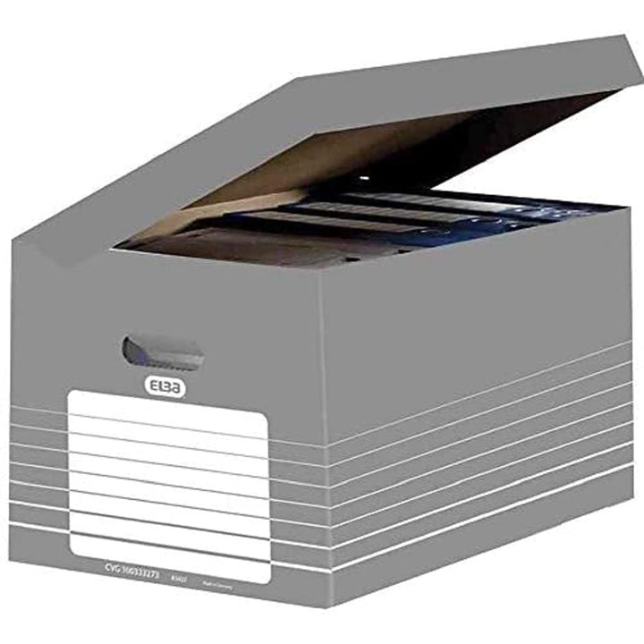 Elba Systemcontainer Tric, 10 Stück, grau mit weissem Druck, 34,5 x 45 x 28 cm Systemcontainer mit K
