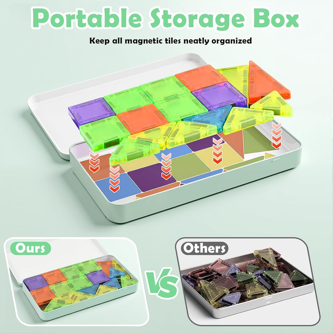50 Stück Mini Magnetische Bausteine Reiseset, Mini magnetbausteine Travel Magnetic Tiles für Kinder,