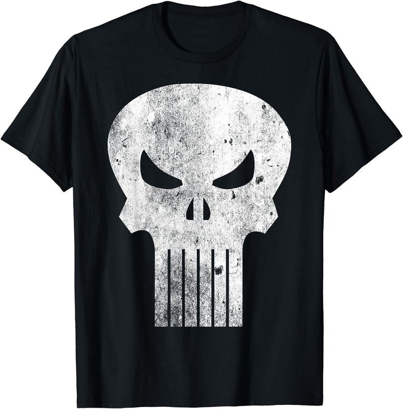 Mens Marvel The Punisher Classic Retro Skull Logo Graphic T-Shirt Medium Black