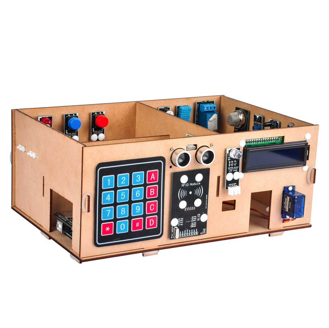 OSOYOO IoT Wooden House Learner Kit for Arduino, Smart Home Electronic STEM Starter Set Learning Int