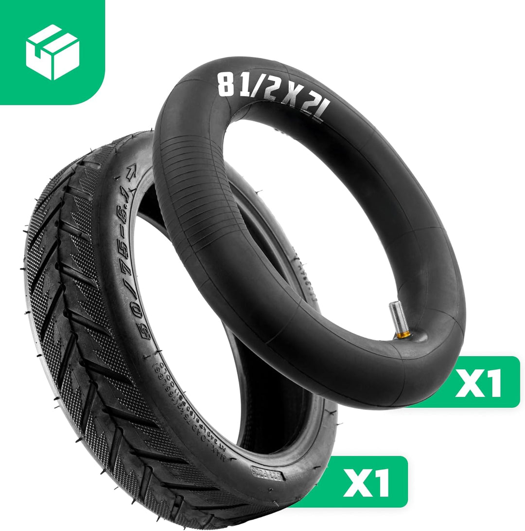 MOOVMOOV - 50/75-6.1 Reifen &amp; 8 1/2 x 2L Schlauch mit rechtem Ventil - Kit für Wispeed T850 / T855 P