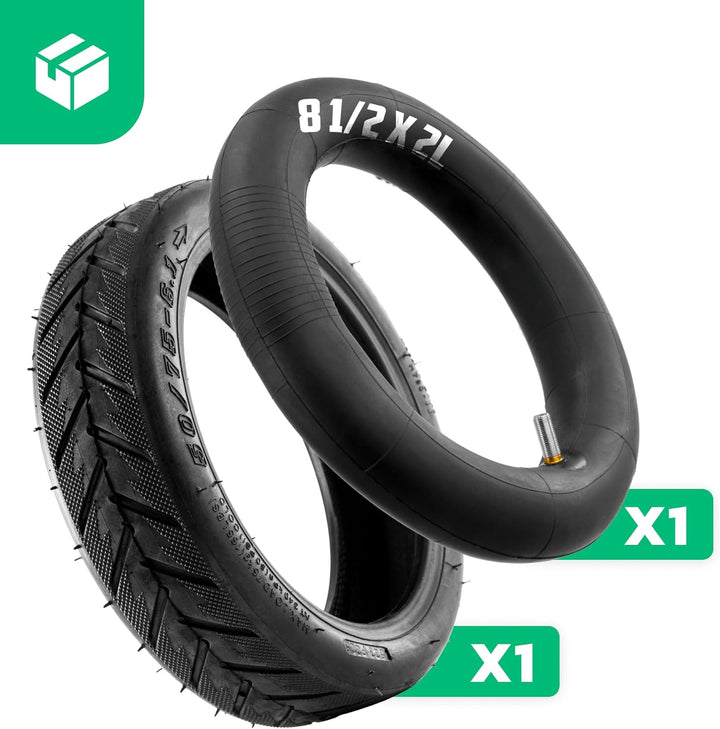 MOOVMOOV - 50/75-6.1 Reifen &amp; 8 1/2 x 2L Schlauch mit rechtem Ventil - Kit für Wispeed T850 / T855 P