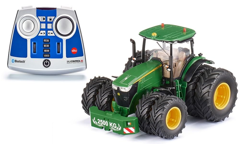 siku 6736, John Deere 7290R Traktor, Inkl. Fernsteuermodul, Grün, Metall/Kunststoff, 1:32, Ferngeste