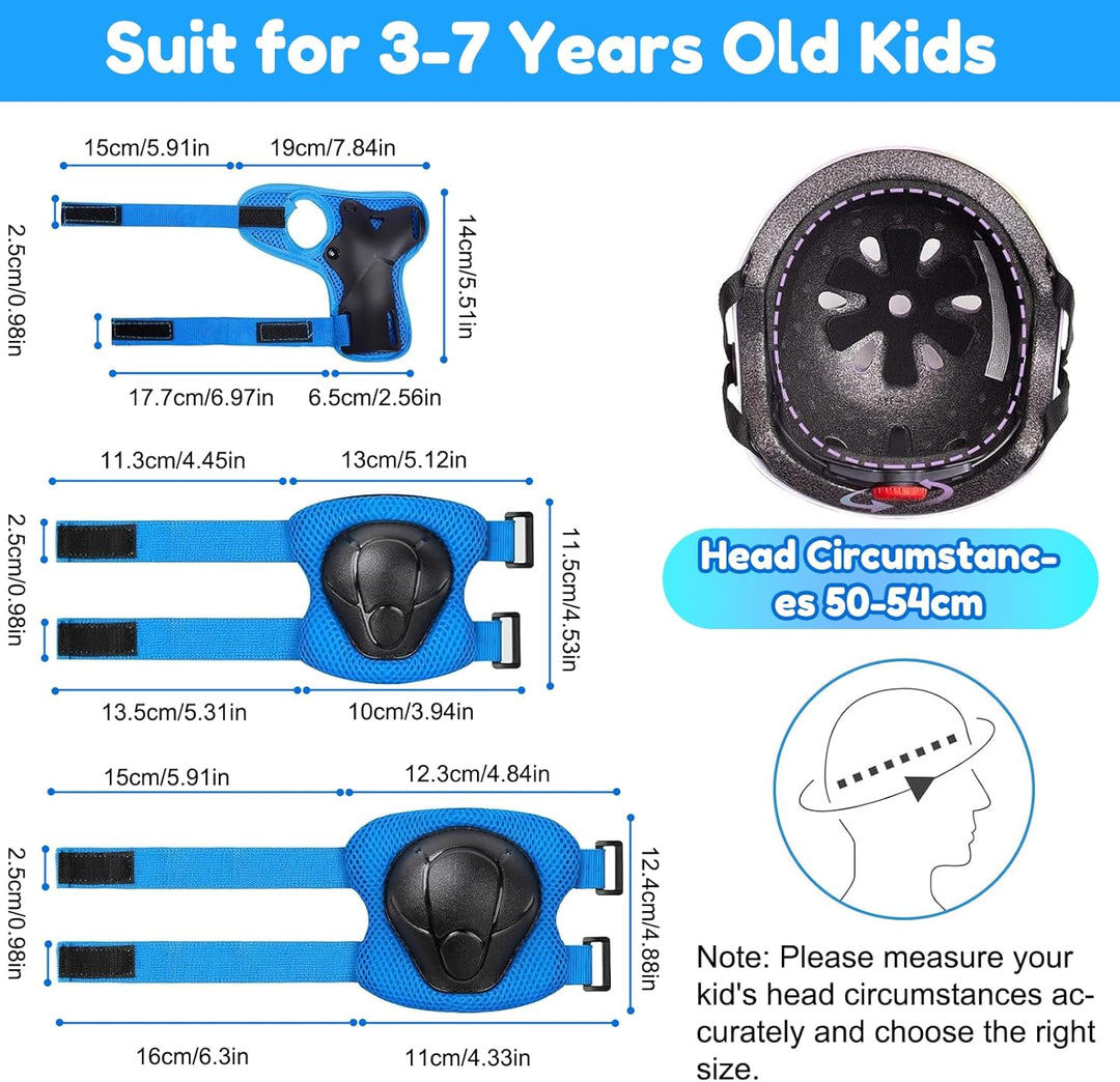 Knieschoner Kinder mit Helm, Schonerset Kinder Helm 3–9 Jahren, Knieschützer Inliner Kinder Schutzau