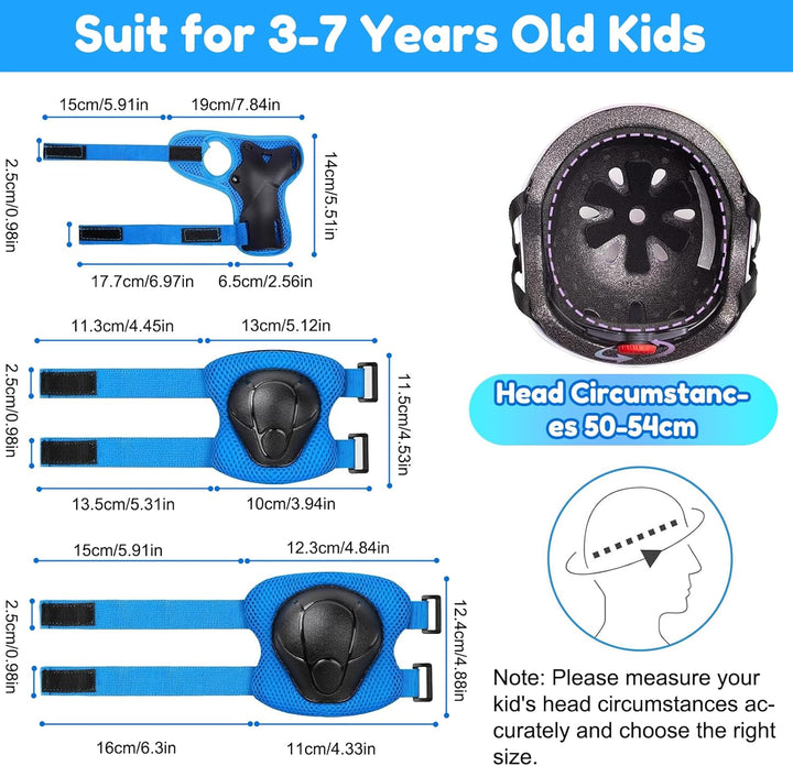 Knieschoner Kinder mit Helm, Schonerset Kinder Helm 3–9 Jahren, Knieschützer Inliner Kinder Schutzau