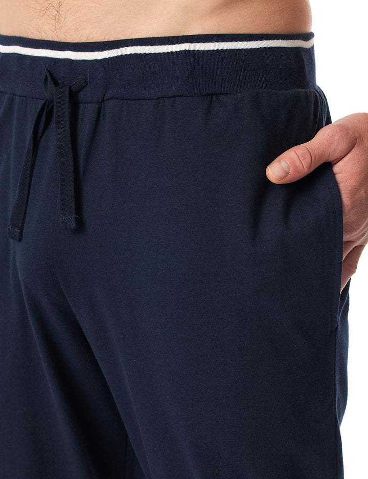 Schiesser Herren Schlafhose lang mit Bündchen - Mix + Relax - Organic Cotton 56 Nachtblau_182183, 56