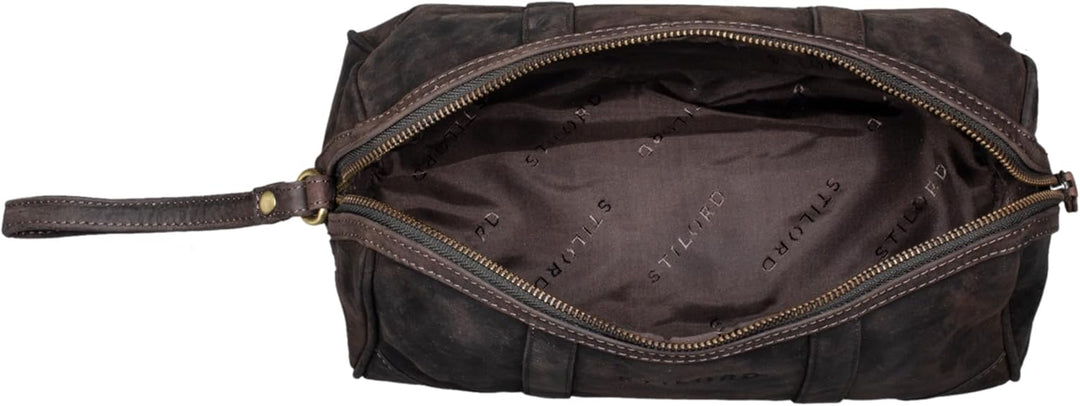STILORD 'Charles' Kulturtasche Leder Gross Vintage Design für Herren und Damen Kulturbeutel Waschtas