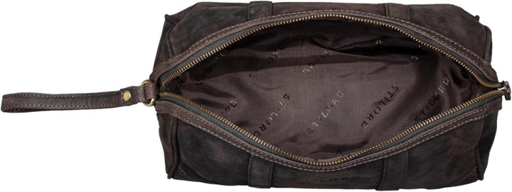 STILORD 'Charles' Kulturtasche Leder Gross Vintage Design für Herren und Damen Kulturbeutel Waschtas