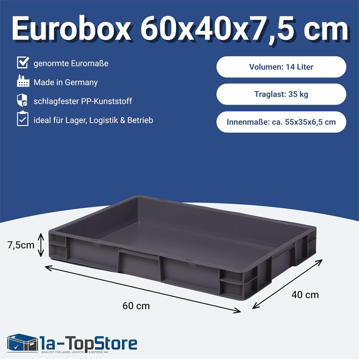 1a-TopStore Eurobehälter | Stapelkiste | Lagerbehälter | Kunststoff- und Transportbox | über 23 Grös