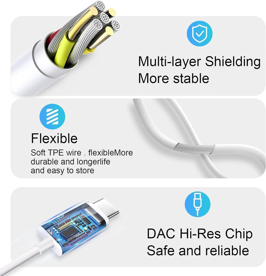 USB-C-Kopfhörer, kabelgebunden, für iPhone 17/16/16e/15 Pro Max, In-Ear-Kopfhörer, HiFi-Stereo, USB