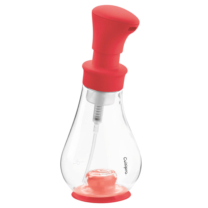Cuisipro Schaum Seifenspender Rot 390 ml, Pump-Schaumspender Seife mit 75% weniger Seifenverbrauch,
