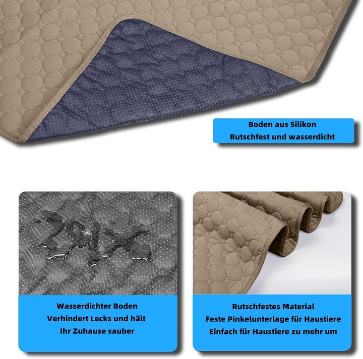 Waschbar Haustier-Urinunterlage, 2 Stück 100*70 cm Wiederverwendbare Welpenunterlagen Matte für Hund